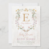 ヴィンテージワイルドフラワーガールベビーシャワー招待状 招待状 (正面)