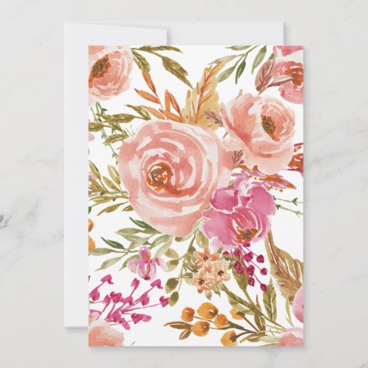 ヴィンテージワイルドフラワーズボタニカル50誕生日 招待状 (裏面)