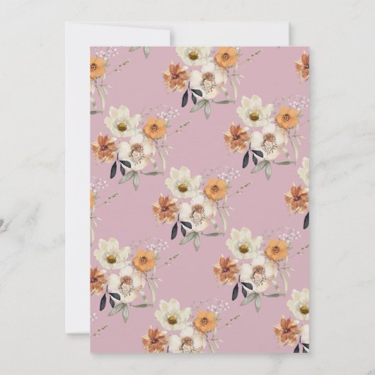 ヴィンテージワイルドフラワーズボタニカル50誕生日 招待状 (裏面)