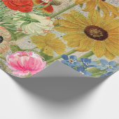 ヴィンテージワイルドフラワーズ自然植物コラージュ ラッピングペーパー (角)