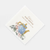 ヴィンテージワイルドフラワーティーポット赤ちゃんシャワー スタンダードランチョンナプキン (角)