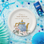 ヴィンテージワイルドフラワーティーポット赤ちゃんシャワー ペーパープレート (パーティー)