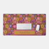 ヴィンテージワイルドフラワーテラコッタブラウンフローラルパターン デスクマット (キーボード&マウス)
