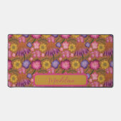 ヴィンテージワイルドフラワーテラコッタブラウンフローラルパターン デスクマット (正面)