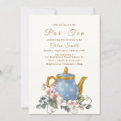 ヴィンテージワイルドフラワーパー茶ママの赤ちゃんシャワー 招待状 (正面)