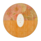 ヴィンテージワイルドフラワーピンクのポピー・モノグラム カッティングボード (正面)