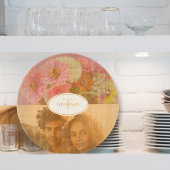 ヴィンテージワイルドフラワーピンクポピー写真モノグラム カッティングボード