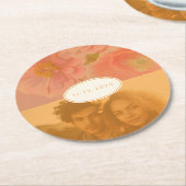 ヴィンテージワイルドフラワーピンクポピー日付保存 ラウンドペーパーコースター (アングル)