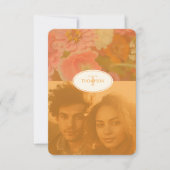 ヴィンテージワイルドフラワーピンクポピー結婚ズモノグラム サンキューカード (正面)