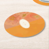 ヴィンテージワイルドフラワーピンクポピー結婚ズモノグラム ラウンドペーパーコースター (アングル)