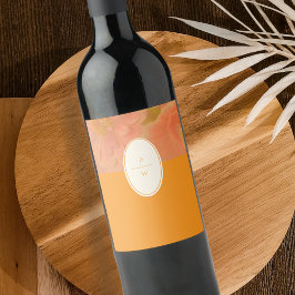 ヴィンテージワイルドフラワーピンクポピー結婚ズモノグラム ワインラベル