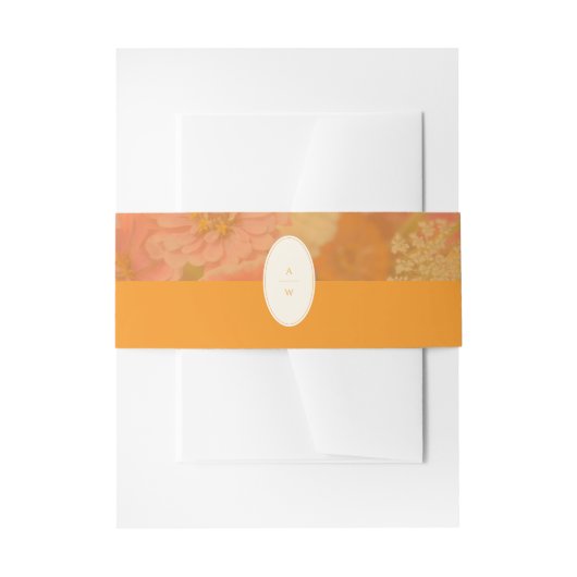 ヴィンテージワイルドフラワーピンクポピー結婚ズモノグラム 招待状ベリーバンド (正面例)