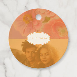 ヴィンテージワイルドフラワーピンクポピー結婚ズ フェイバータグ