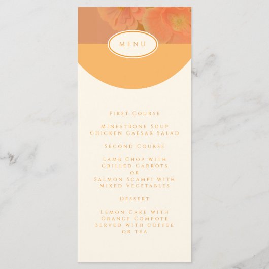 ヴィンテージワイルドフラワーピンクポピー結婚モノグラム メニュー (正面)