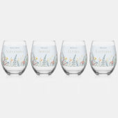 ヴィンテージワイルドフラワーファーンダスティブルーブライダルパーティ ステムなしワイングラス (裏面)