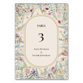 ヴィンテージワイルドフラワーファーンベージュ結婚ズ テーブルナンバー (正面)