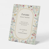 ヴィンテージワイルドフラワーファーンベージュ結婚式の引き出物 台座サイン (正面)