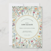 ヴィンテージワイルドフラワーファーンミントグリーン結婚ズ セーブザデート (正面)