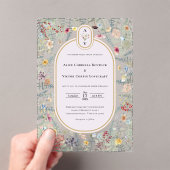 ヴィンテージワイルドフラワーファーンラベンダー結婚ズモノグラム アクリル招待状 (インサイチュ (ポータブル))