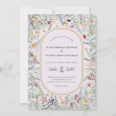ヴィンテージワイルドフラワーファーンラベ結婚ンダー 招待状 (正面)