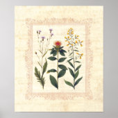ヴィンテージワイルドフラワーフェミニンズブードワールプリント ポスター (正面)