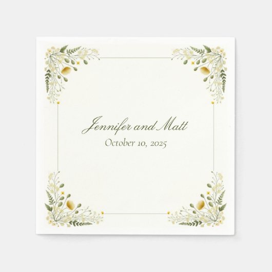 ヴィンテージワイルドフラワーフォーマル、ガーデンパーティー スタンダードカクテルナプキン (正面)