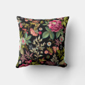ヴィンテージワイルドフラワーフローラアートブラック装飾用クッション クッション (裏面)