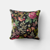 ヴィンテージワイルドフラワーフローラアートブラック装飾用クッション クッション (正面)