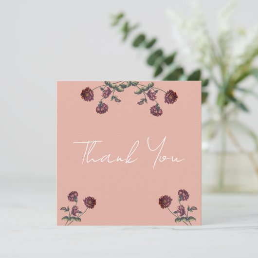 ヴィンテージワイルドフラワーブライダルシャワーバラ金ゴールド サンキューカード (スタンド正面)