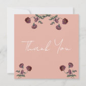 ヴィンテージワイルドフラワーブライダルシャワーバラ金ゴールド サンキューカード (正面)