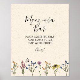 ヴィンテージワイルドフラワーベイビーシャワーマムオーサバー標識 ポスター