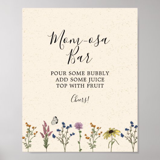 ヴィンテージワイルドフラワーベイビーシャワーマムオーサバー標識 ポスター (正面)