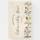 ヴィンテージワイルドフラワーベイビーシャワー大きなバナー 横断幕 (縦)