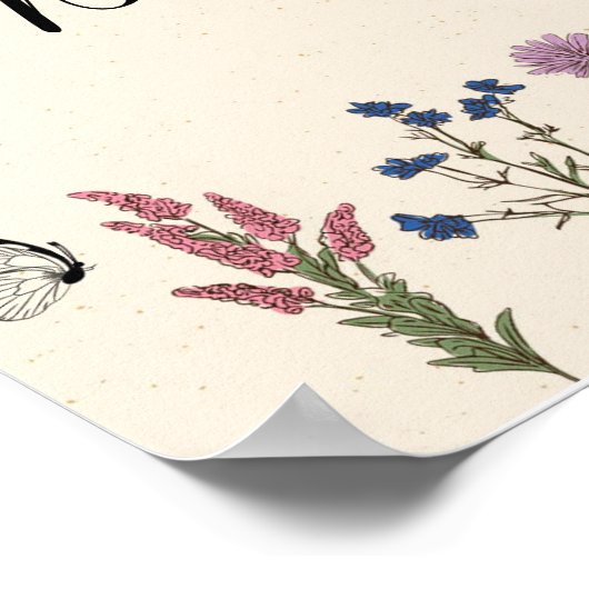 ヴィンテージワイルドフラワーベビーシャワーゲストブック ポスター (角)