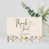 ヴィンテージワイルドフラワーベビーシャワーサンキューカード サンキューカード (スタンド正面)