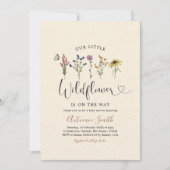 ヴィンテージワイルドフラワーベビーシャワー招待状 招待状 (正面)