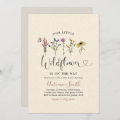 ヴィンテージワイルドフラワーベビーシャワー招待状 招待状 (正面/裏面)