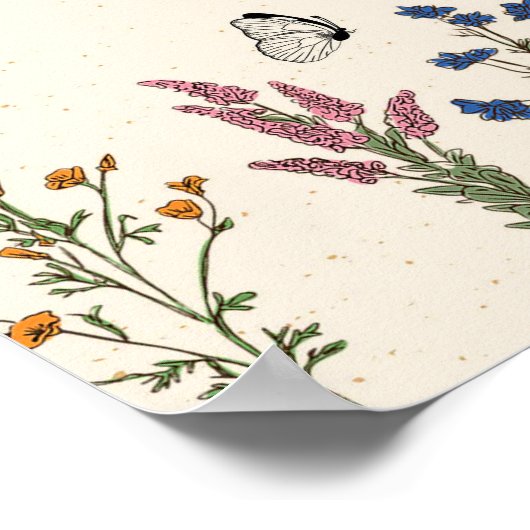 ヴィンテージワイルドフラワーベビーシャワー歓迎サイン ポスター (角)