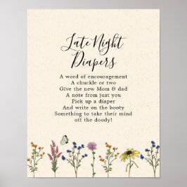 ヴィンテージワイルドフラワーベビーシャワー深夜おむつ ポスター