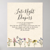 ヴィンテージワイルドフラワーベビーシャワー深夜おむつ ポスター (正面)