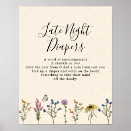 ヴィンテージワイルドフラワーベビーシャワー深夜おむつ ポスター