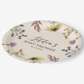 ヴィンテージワイルドフラワーベビーシャワー紙プレート ペーパープレート (アングル)