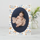 ヴィンテージワイルドフラワーボホ写真枠クロスバプテスマ 招待状 (スタンド正面)