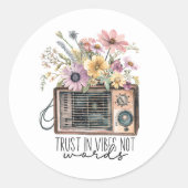ヴィンテージワイルドフラワーレトロラジオビーブトラスト引用文 ラウンドシール (正面)