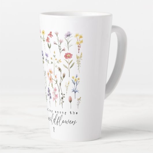 ヴィンテージワイルドフラワー引用文昇華水彩 カフェラテマグ (右アングル)