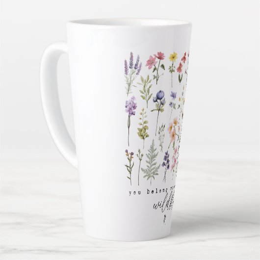 ヴィンテージワイルドフラワー引用文昇華水彩 カフェラテマグ (左アングル)