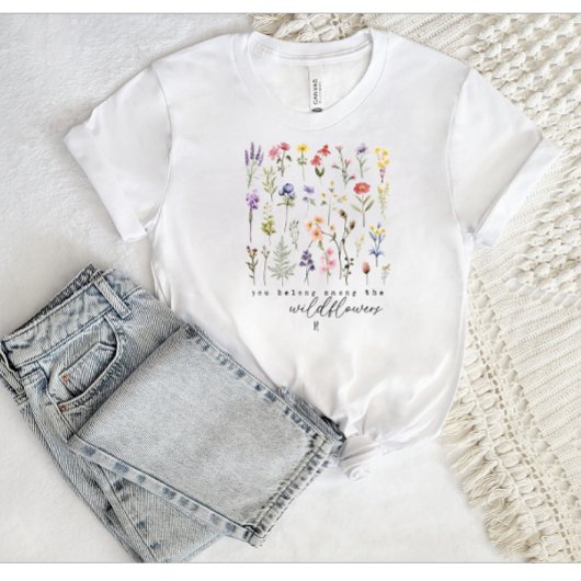 ヴィンテージワイルドフラワー引用文昇華水彩 Tシャツ