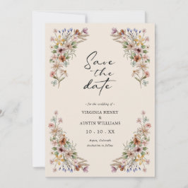 ヴィンテージワイルドフラワー日付の保存 セーブザデート