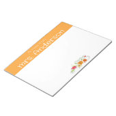 ヴィンテージワイルドフラワー水色イエロー先生 ノートパッド (アングル)