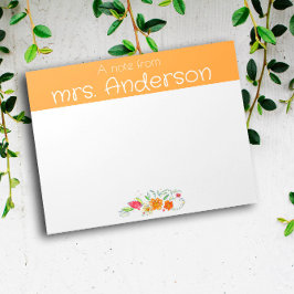 ヴィンテージワイルドフラワー水色イエロー先生 ノートパッド